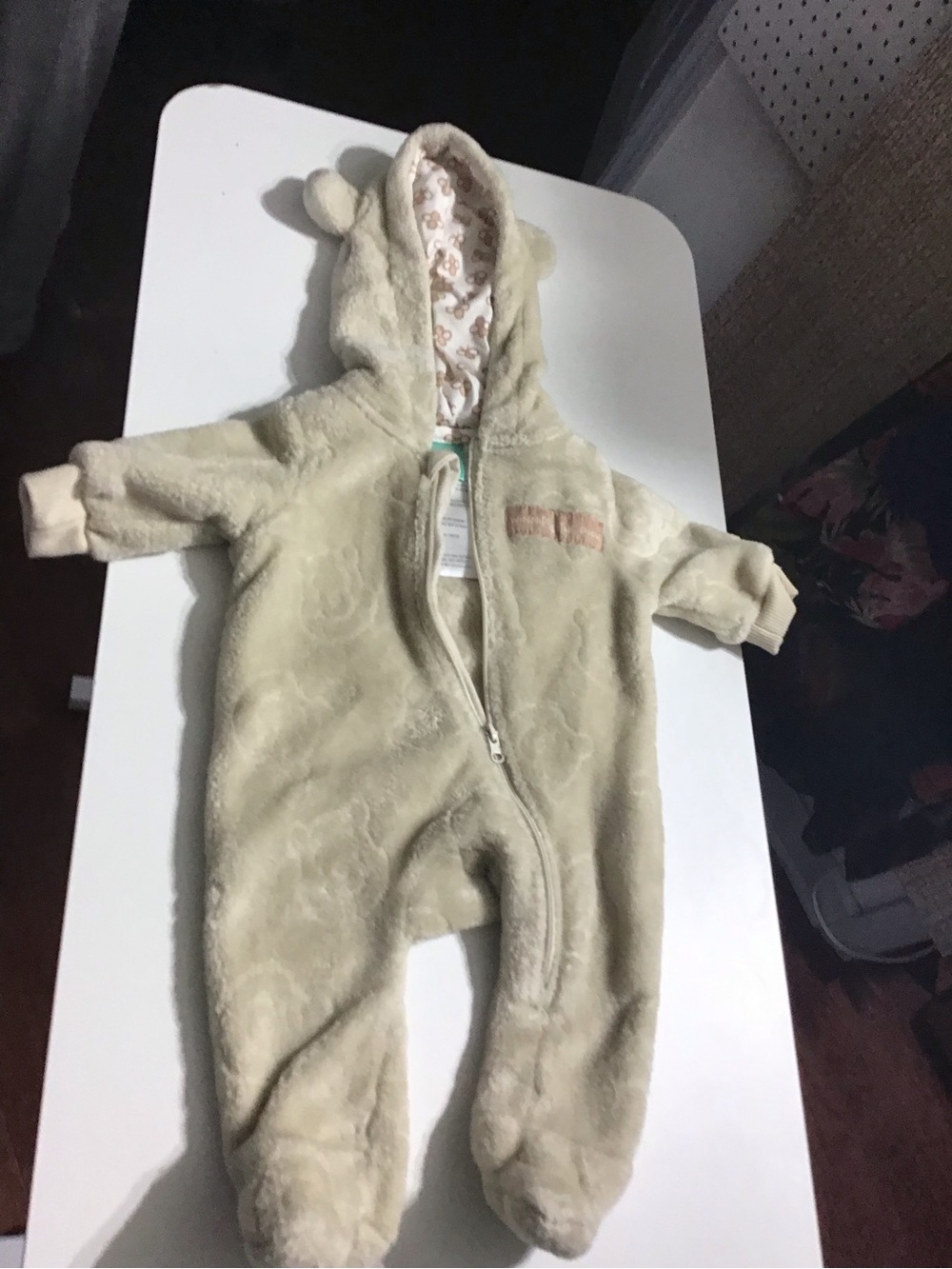 Cozy Cream Plush Baby One-Piece Hooded Romper
